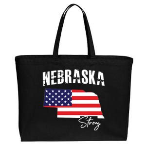 Nebraskastrong Usa America Flag Map Cotton Canvas Jumbo Tote