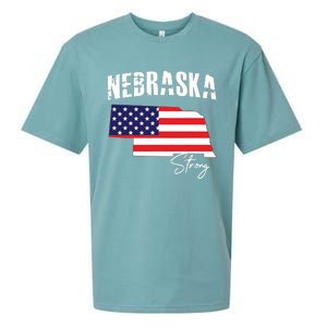 Nebraskastrong Usa America Flag Map Sueded Cloud Jersey T-Shirt