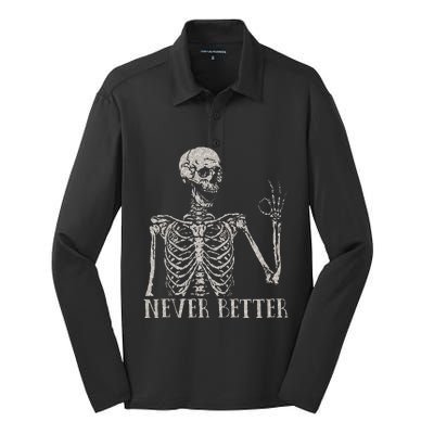 Never Underestimate An Old Man With A Guitar Acoustic Player Silk Touch Performance Long Sleeve Polo