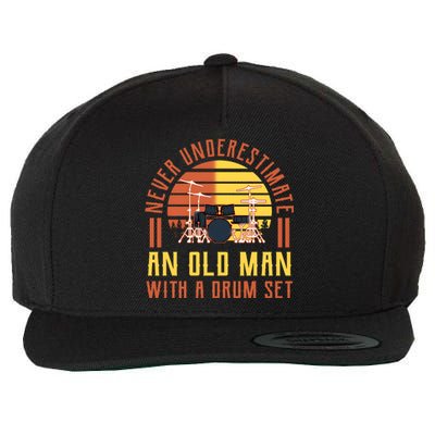 Never Underestimate An Old Man With A Drum Set Vintage Wool Snapback Cap