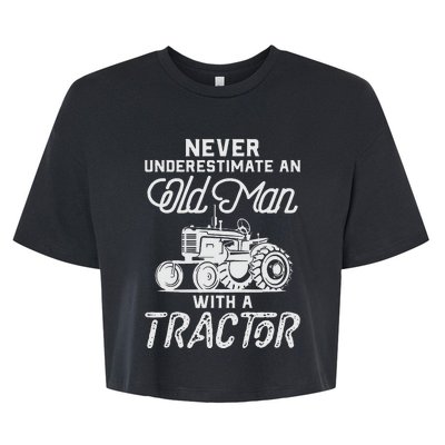 Never Underestimate An Old Man With A Tractor Bella+Canvas Jersey Crop Tee