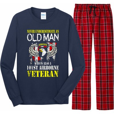 Never Underestimate An Old Man 101st Airborne Veteran Gift Long Sleeve Pajama Set