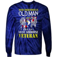 Never Underestimate An Old Man 101st Airborne Veteran Gift Tie-Dye Long Sleeve Shirt