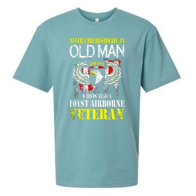 Never Underestimate An Old Man 101st Airborne Veteran Gift Sueded Cloud Jersey T-Shirt