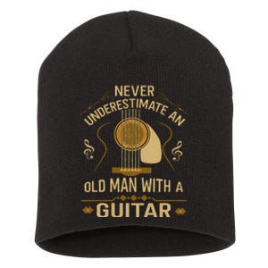 Never Underestimate An Old Man With A Guitar Acoustic Player Short Acrylic Beanie