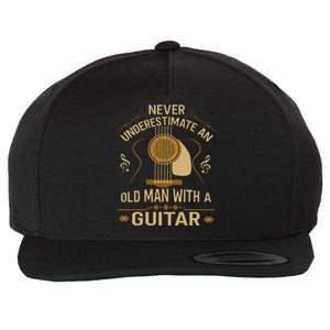 Never Underestimate An Old Man With A Guitar Acoustic Player Wool Snapback Cap