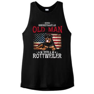 Never Underestimate An Old Man With A Rottweiler Ladies PosiCharge Tri-Blend Wicking Tank