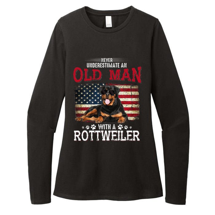 Never Underestimate An Old Man With A Rottweiler Womens CVC Long Sleeve Shirt