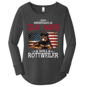 Never Underestimate An Old Man With A Rottweiler Women's Perfect Tri Tunic Long Sleeve Shirt