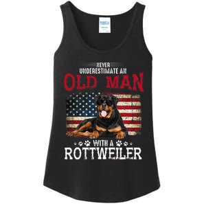 Never Underestimate An Old Man With A Rottweiler Ladies Essential Tank