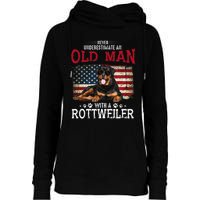 Never Underestimate An Old Man With A Rottweiler Womens Funnel Neck Pullover Hood