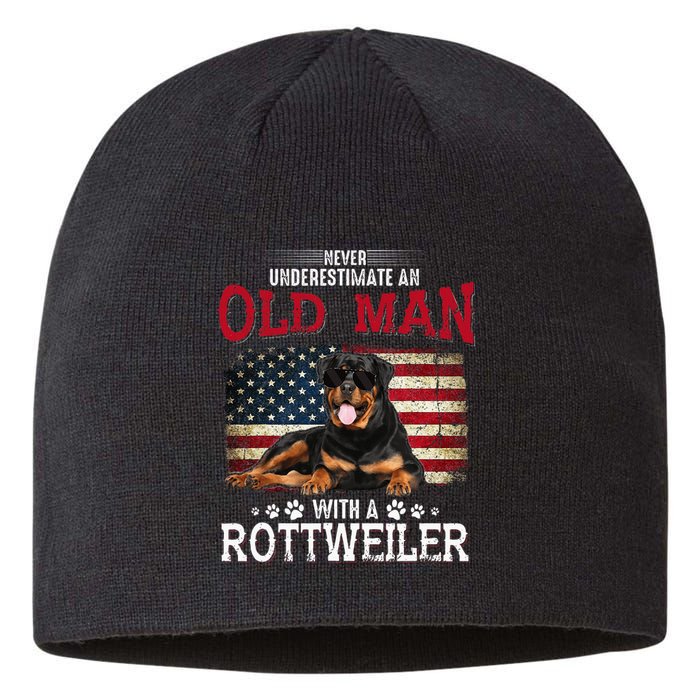 Never Underestimate An Old Man With A Rottweiler Sustainable Beanie