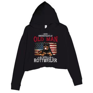 Never Underestimate An Old Man With A Rottweiler Crop Fleece Hoodie