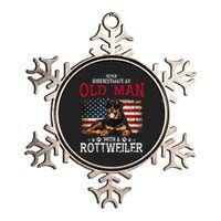 Never Underestimate An Old Man With A Rottweiler Metallic Star Ornament