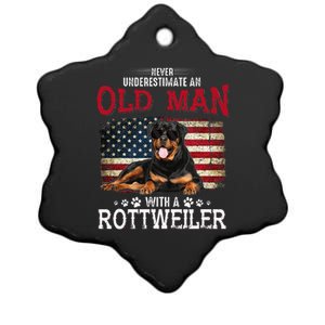 Never Underestimate An Old Man With A Rottweiler Ceramic Star Ornament