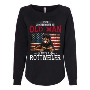 Never Underestimate An Old Man With A Rottweiler Womens California Wash Sweatshirt