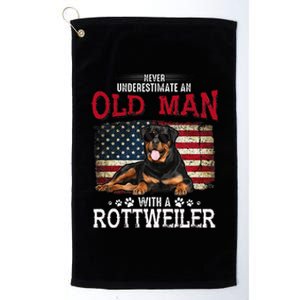 Never Underestimate An Old Man With A Rottweiler Platinum Collection Golf Towel