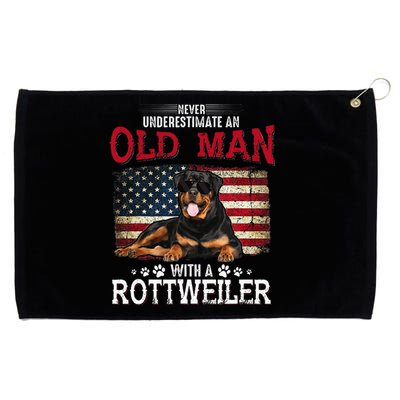 Never Underestimate An Old Man With A Rottweiler Grommeted Golf Towel