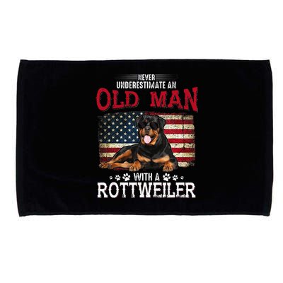 Never Underestimate An Old Man With A Rottweiler Microfiber Hand Towel