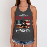 Never Underestimate An Old Man With A Rottweiler Women's Knotted Racerback Tank