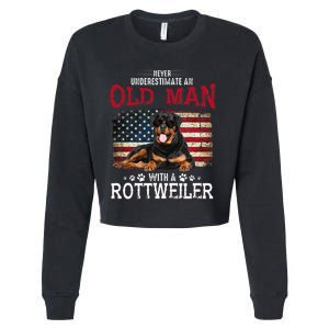 Never Underestimate An Old Man With A Rottweiler Cropped Pullover Crew