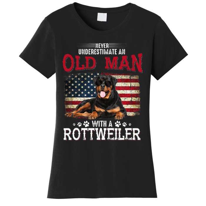 Never Underestimate An Old Man With A Rottweiler Women's T-Shirt