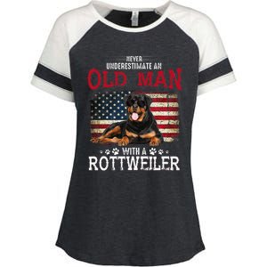 Never Underestimate An Old Man With A Rottweiler Enza Ladies Jersey Colorblock Tee