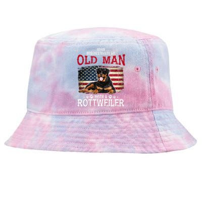 Never Underestimate An Old Man With A Rottweiler Tie-Dyed Bucket Hat