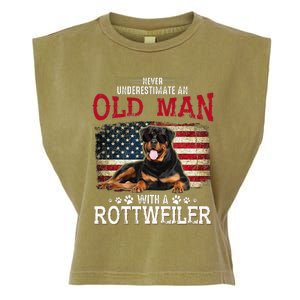 Never Underestimate An Old Man With A Rottweiler Garment-Dyed Women's Muscle Tee