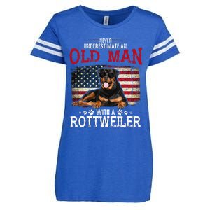 Never Underestimate An Old Man With A Rottweiler Enza Ladies Jersey Football T-Shirt