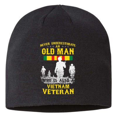 Never Underestimate An OLD MAN Vietnam Veteran Gift Sustainable Beanie