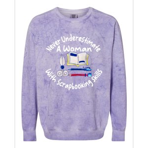 Never Understimate A Woman Scarpbooking Gift Colorblast Crewneck Sweatshirt