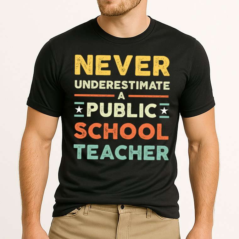 Never Underestimate A Public School Teacher Cooling Performance Crew T-Shirt