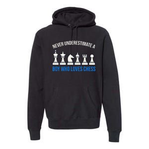 Never Underestimate A Boy Who Loves Chess Premium Hoodie