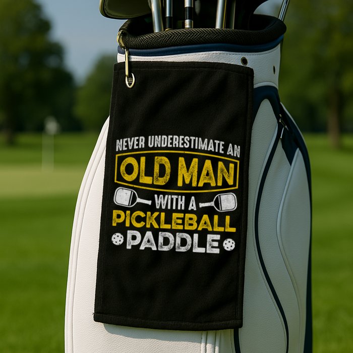 Never Underestimate An Old With A Pickleball Paddle Great Gift Golf Towel