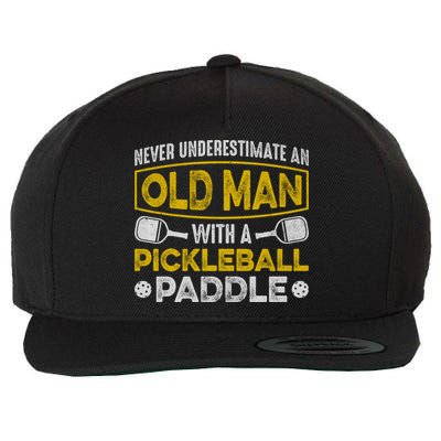 Never Underestimate An Old With A Pickleball Paddle Great Gift Wool Snapback Cap