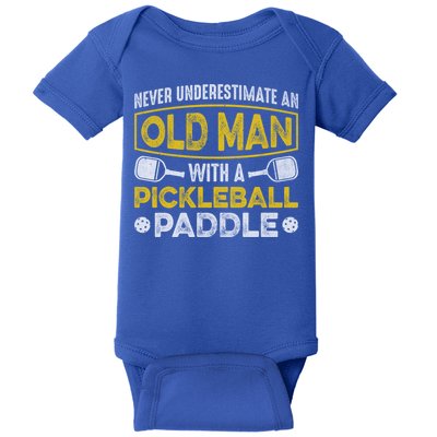 Never Underestimate An Old With A Pickleball Paddle Great Gift Baby Bodysuit