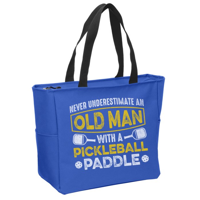 Never Underestimate An Old With A Pickleball Paddle Great Gift Zip Tote Bag