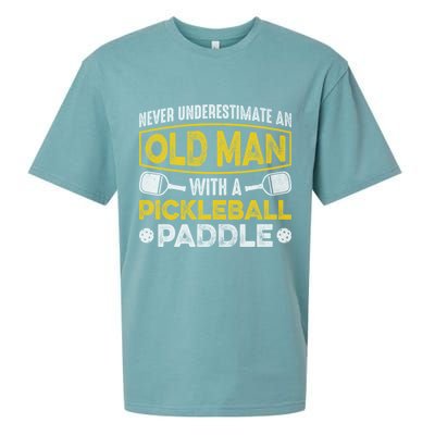 Never Underestimate An Old With A Pickleball Paddle Great Gift Sueded Cloud Jersey T-Shirt