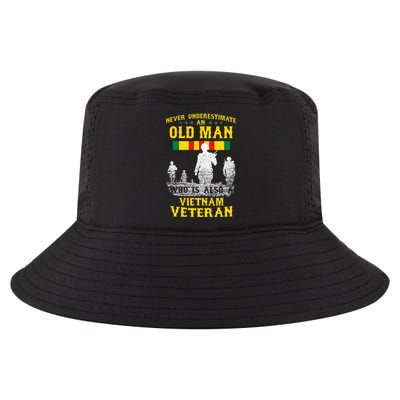 Never Underestimate An Old Man Vietnam Veteran Cool Comfort Performance Bucket Hat