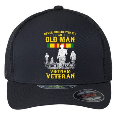 Never Underestimate An Old Man Vietnam Veteran Flexfit Unipanel Trucker Cap