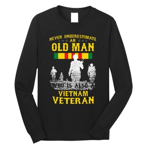 Never Underestimate An Old Man Vietnam Veteran Long Sleeve Shirt