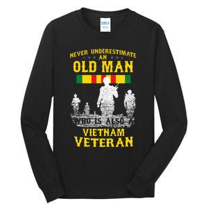 Never Underestimate An Old Man Vietnam Veteran Tall Long Sleeve T-Shirt