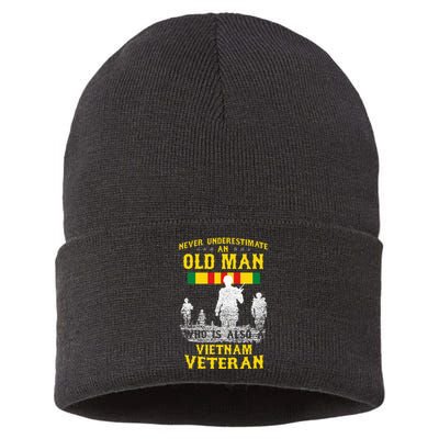 Never Underestimate An Old Man Vietnam Veteran Sustainable Knit Beanie