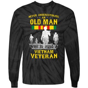 Never Underestimate An Old Man Vietnam Veteran Tie-Dye Long Sleeve Shirt