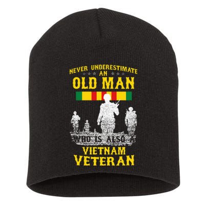 Never Underestimate An Old Man Vietnam Veteran Short Acrylic Beanie