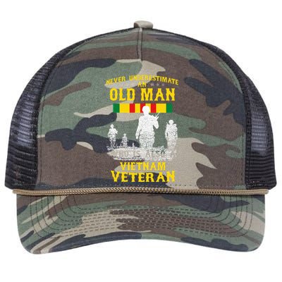 Never Underestimate An Old Man Vietnam Veteran Retro Rope Trucker Hat Cap