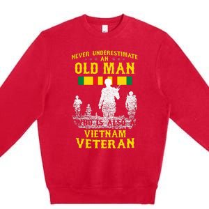 Never Underestimate An Old Man Vietnam Veteran Premium Crewneck Sweatshirt