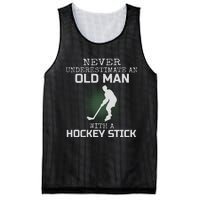 Never Underestimate An Old Man With A Hockey Stick Dad Mesh Reversible Basketball Jersey Tank