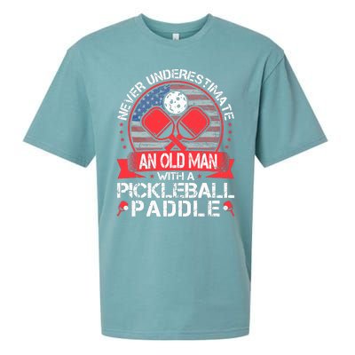 Never Underestimate An Old Man With A Pickleball Paddle Sueded Cloud Jersey T-Shirt